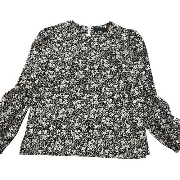 Co 100% Silk Black White Floral Blouse Small - Picture 8 of 11